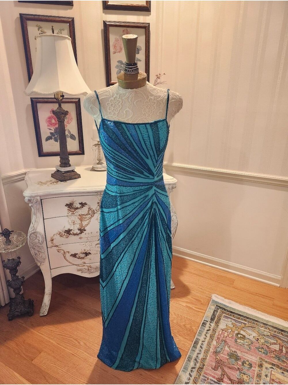 Mia Bella Exquisite Y2K Pageant Red Carpet Fully Beaded Gown M